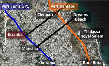 carte satellite, appartement à errahba de hammam sousse