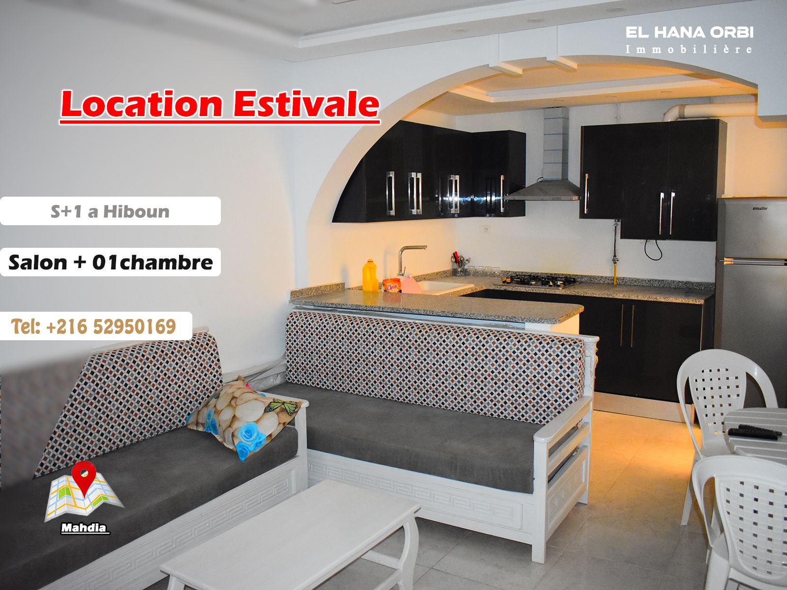 À Louer Appartement S+1 Rz Halawi Pour La Location Estivale À Hiboune Mahdia