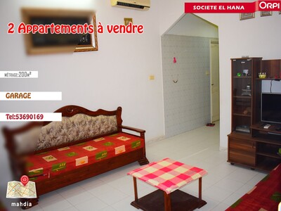 à vendre deux appartements avec garage à ezzahra mahdia