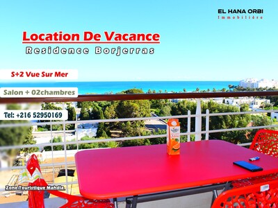 A Louer S+2 Rz Borjerras Vue Sur Mer Et Pied Dans L’eau