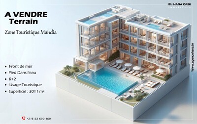 terrain R+2 front de mer à usage touristique pour hôtel