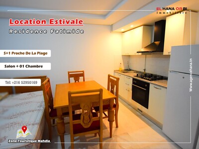 Pour vacances appartement S+1 RZ Fatimides proche de la plage