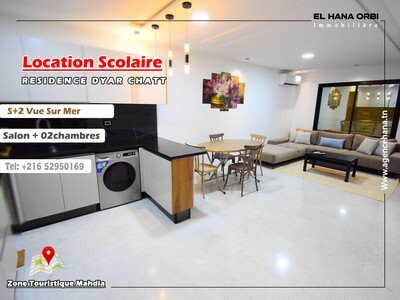 a louer s+2 vue mer avec place parking sous sol