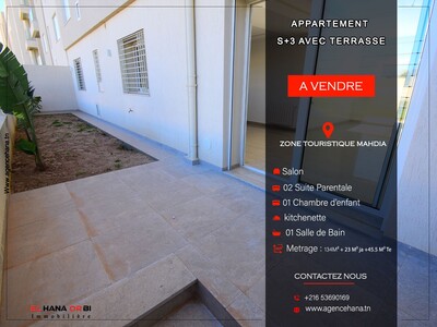 bien à vendre s+3 directement promoteur avec piscine à mahdia