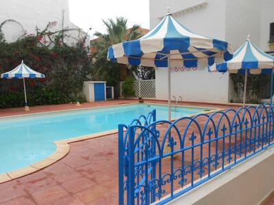 duplex in a residence ac pool has hammamet