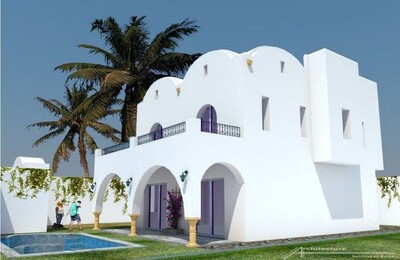 A Hammamet villa sur 2 niveaux avec piscne zone craxi