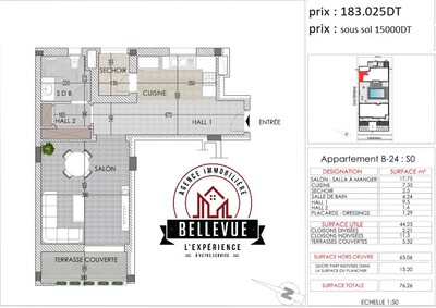 Un Appartement S+0 à Vendre Réf B
