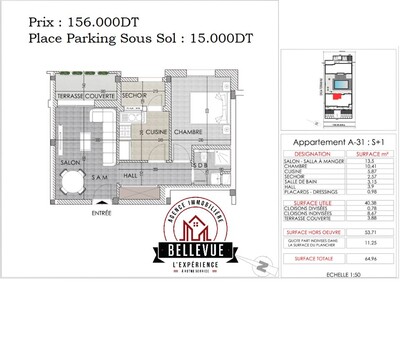Un Appartement S+1 à Vendre Réf B V 2