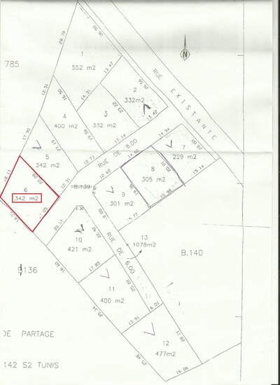 un terrain de 342 m² à Hammamet Nord