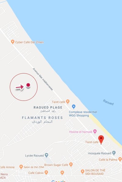 A vendre terrain nu 600 belle situation à Raoued Plage شط مفت