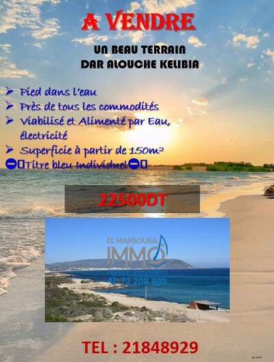 un beau terrain pied dans l'eau dar allouche kelibia
