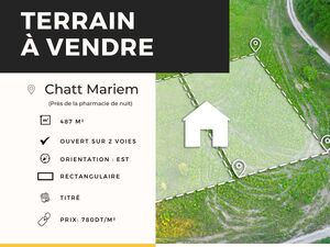 à vendre Terrain de 487m² à Chatt Mariem