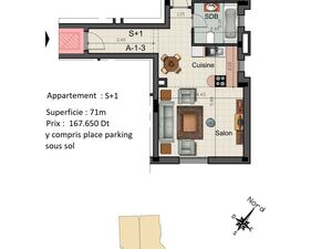 Appartement S+1 à Vendre Réf B V